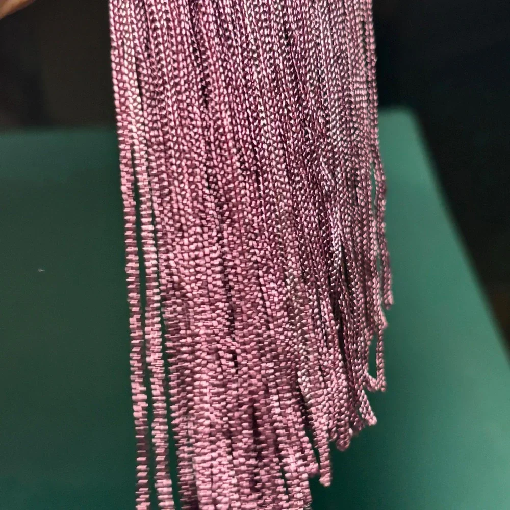 Drape Tassel Doll Ornament Purple Velvet Porcelain Victorian Faux Fur 11.5